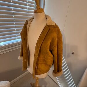 Vintage Women’s Overland Sheepskin Shearling coat XS antler buttons pockets